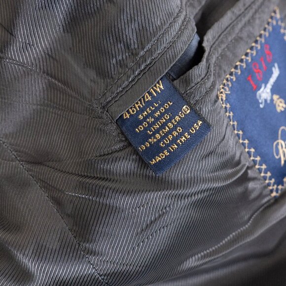 Brooks Brothers 2-Piece Fitzgerald Suit Wool Dark Gray Size 46 R 40W Made in USA - Picture 15 of 16